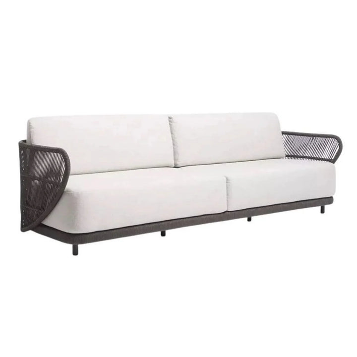 Laken Outdoor Rope 4 Seater Sofa Set With Glass Top Tables