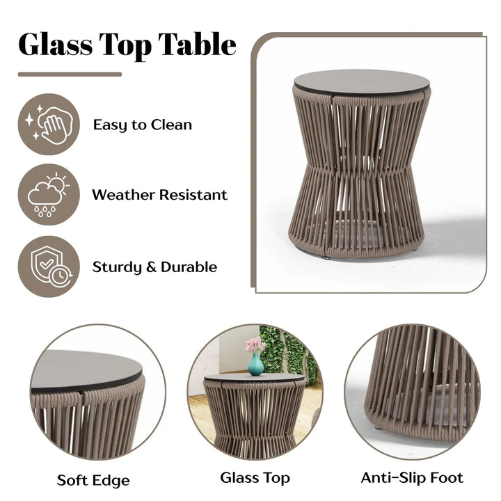 Liliana 3-Piece Outdoor Beige Rope Patio Set