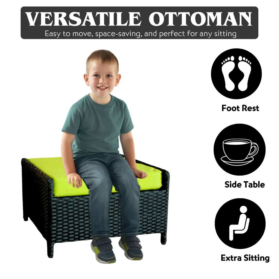 Chandni Outdoor 5 Piece Patio Wicker All Weather Sectional Furniture Set