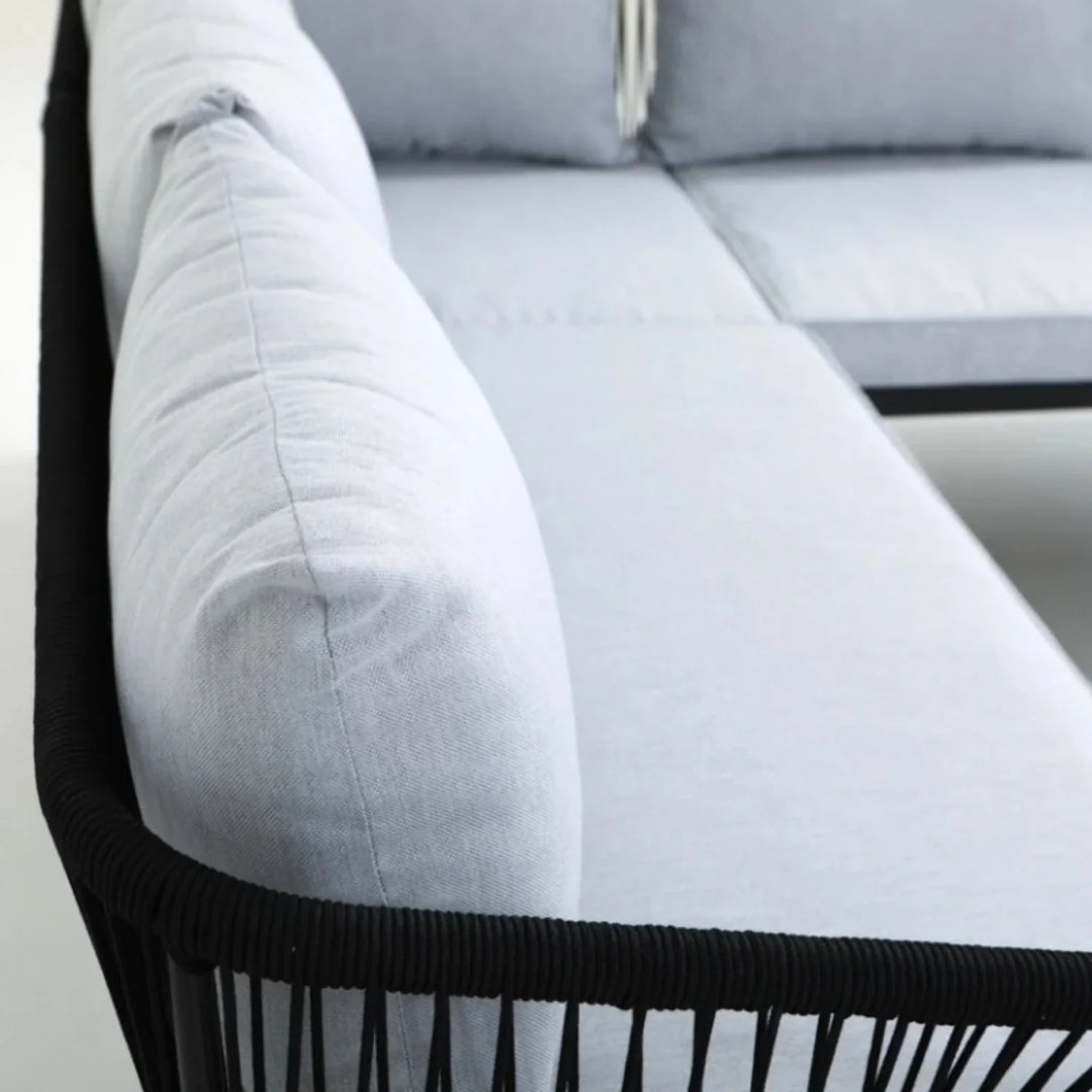 Kinsley L-Shape 5 Seater Outdoor Patio Rope Conversation Set with Table