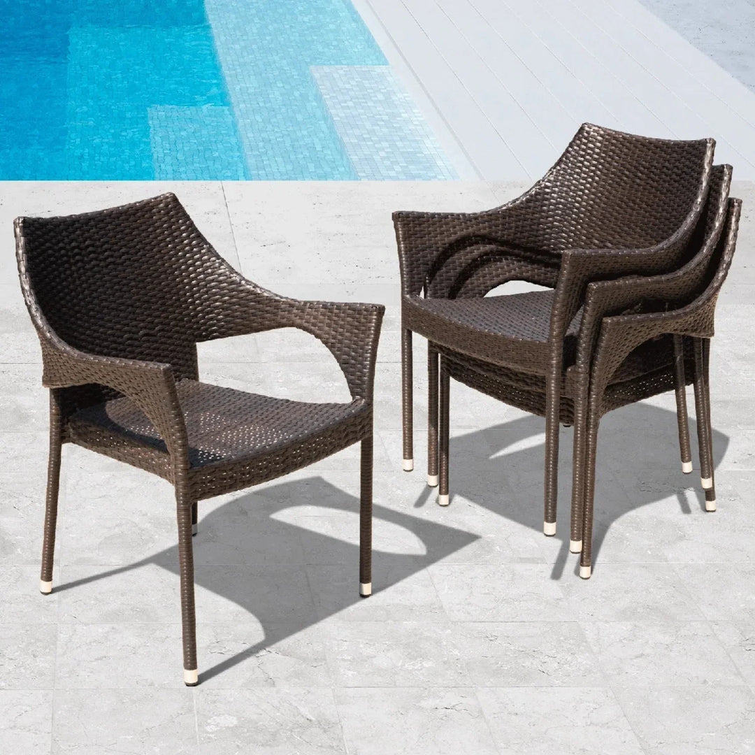 Mariama Outdoor Rattan Wicker Patio Dining Chairs