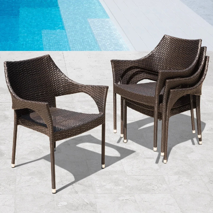 Mariama Outdoor Rattan Wicker Patio Dining Chairs