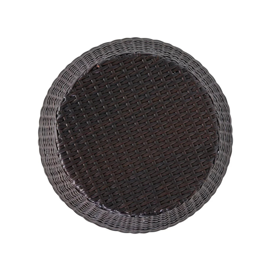 Yui Dark Brown Rattan Damru Accent Table for Patio