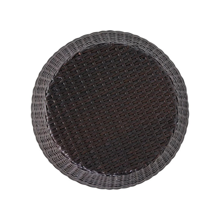 Yui Dark Brown Rattan Damru Accent Table for Patio