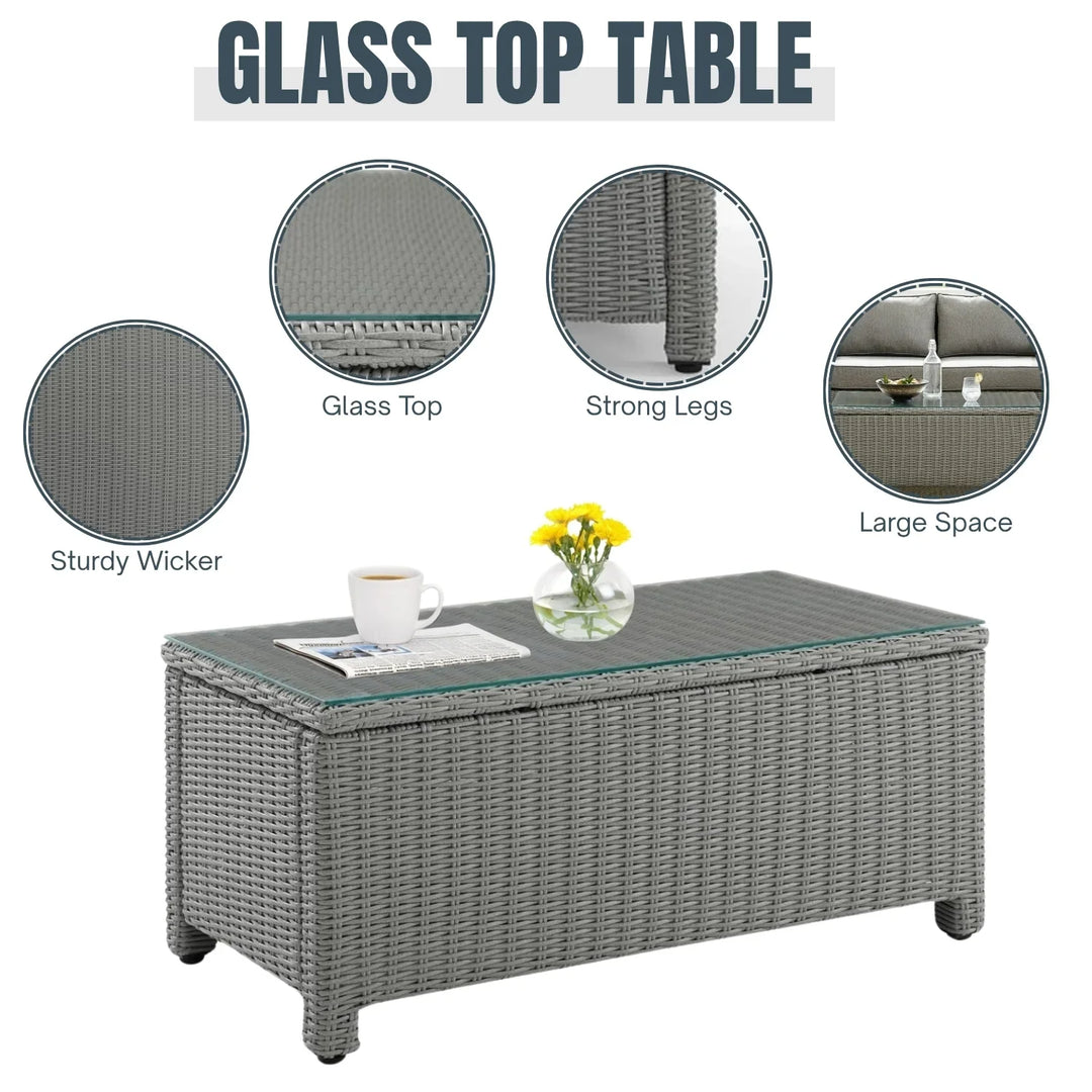 Zoe 4 Pieces Patio Furniture Set, Outdoor Sectional Sofa