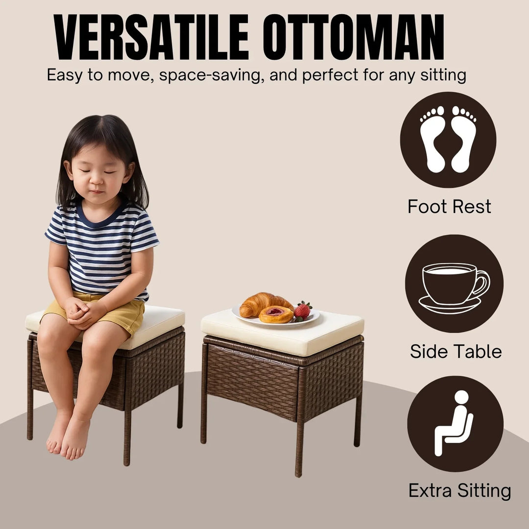 Lei 6 Piece Outdoor Patio Furniture Set (Dark Brown & Cream)