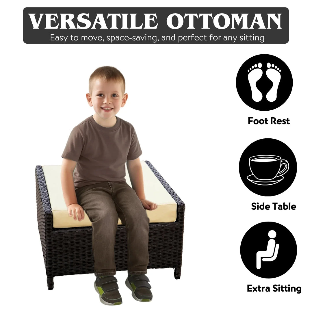 Zeenat Outdoor 5 Piece Patio Wicker All Weather Sectional Furniture Set