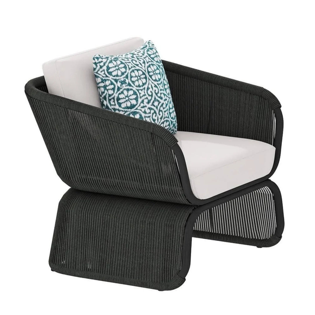 Zainab Outdoor Braided Rope Sofa Set With 2-Tier Glass Top Table