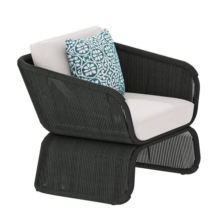 Zainab Outdoor Braided Rope Sofa Set With 2-Tier Glass Top Table