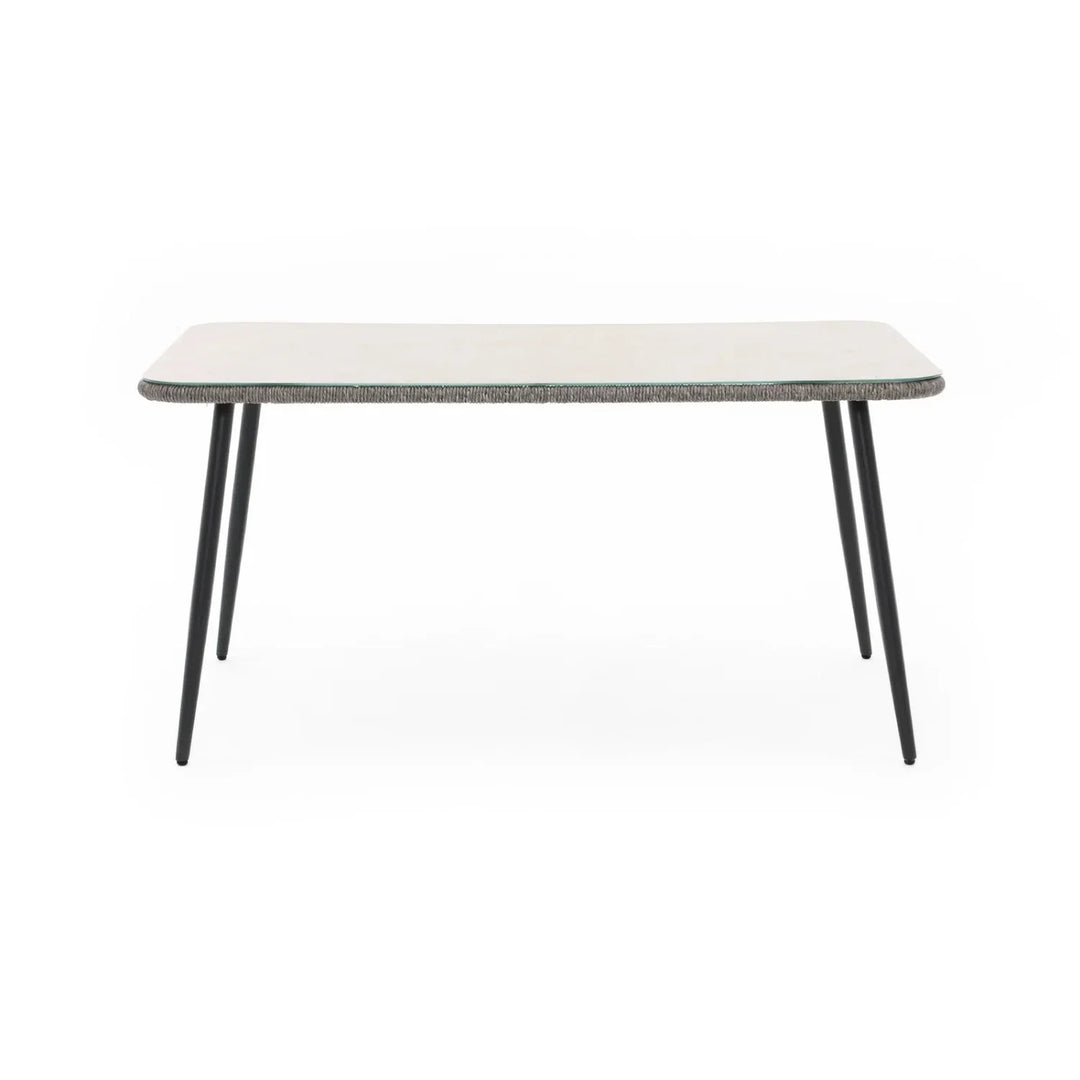 Lopa 7-Piece Outdoor Patio Dining Set with Rope Chairs & Glass Top Table