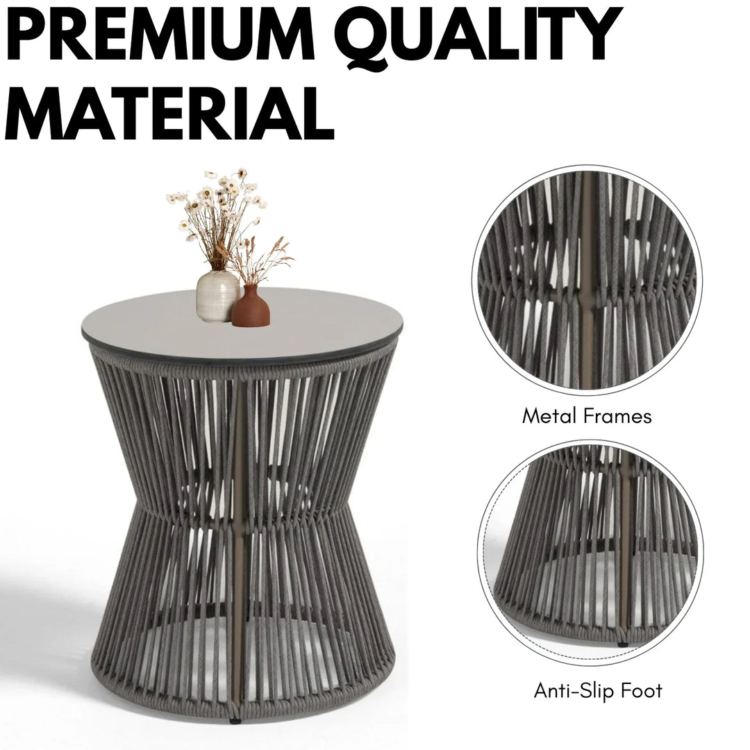 Sawyer Outdoor Rope 4-Piece Patio Sofa Set with Glass Top Tables