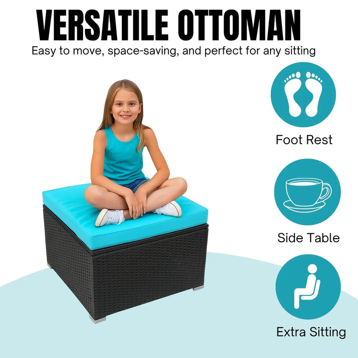 Petra 5-Piece Outdoor Wicker Furniture Set Modern Outdoor L-Shaped