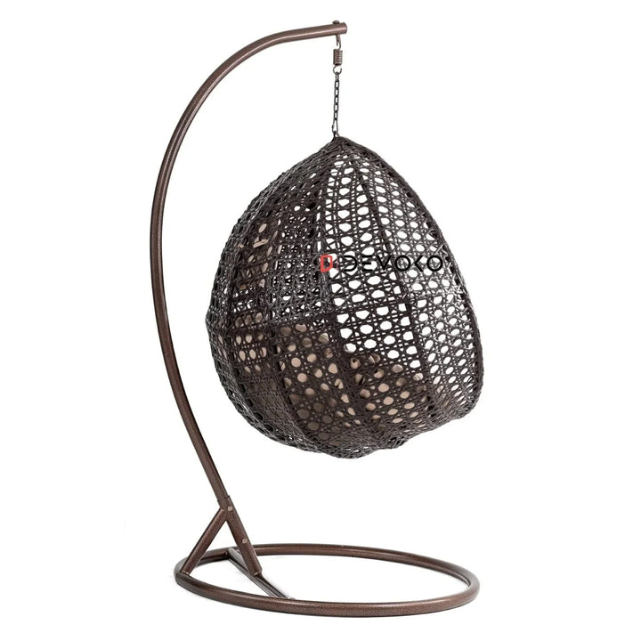 Single Seater Rattan & Wicker Swing (Dark Brown and Cream)