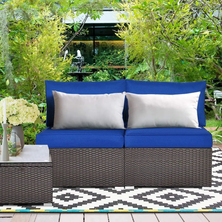Ama 2-Piece Outdoor Wicker Armless Sofa