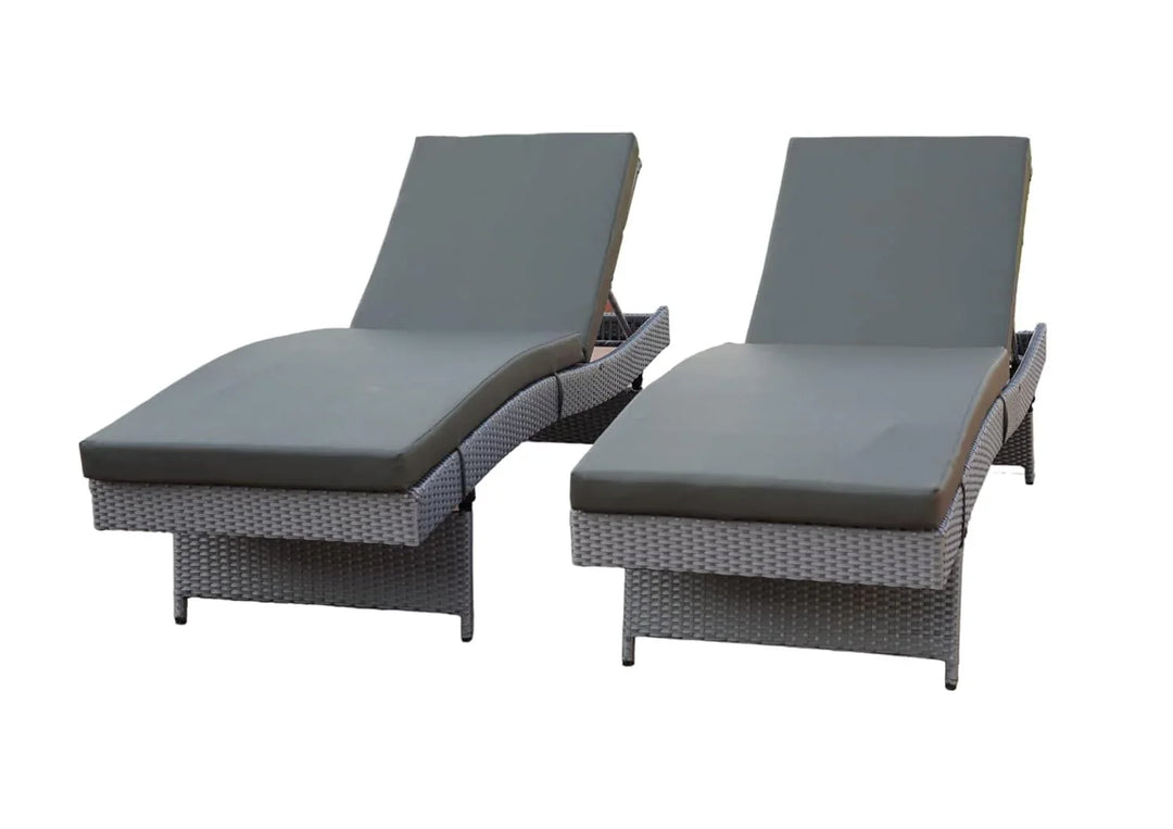 Akira All-Weather HDPE Wicker Outdoor Chaise Lounge Chair Set of 2
