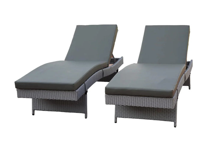 Akira All-Weather HDPE Wicker Outdoor Chaise Lounge Chair Set of 2