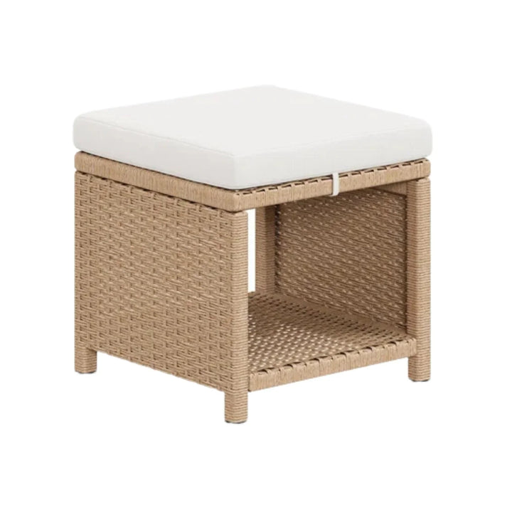 Outdoor Wicker 5-Piece Bar Set with Glass Top Table & Ottomans