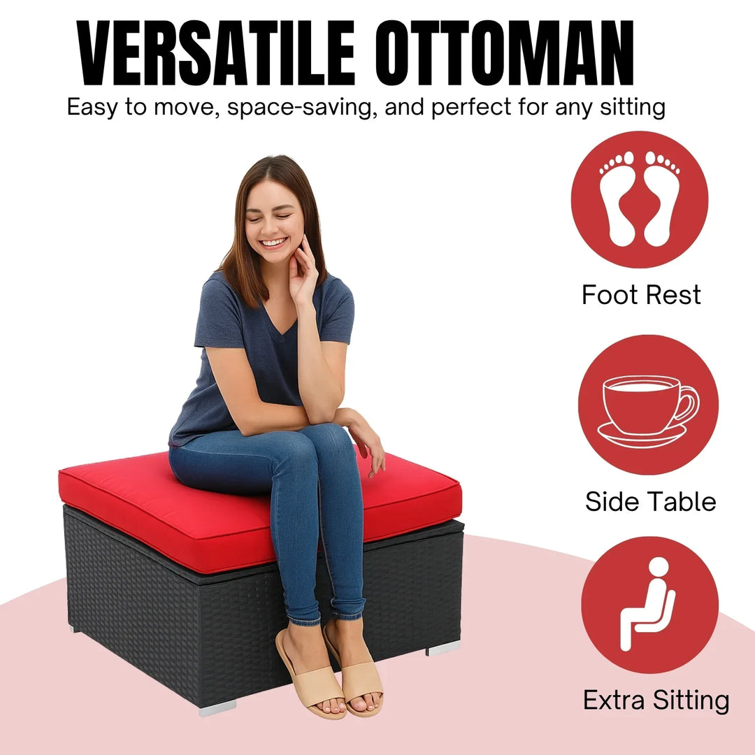 Hadley 6-Piece Outdoor Conversation Set (Black/Red)