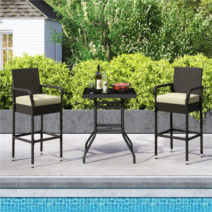 Anneliese Outdoor Rattan Wicker 2-Piece Bar Chairs