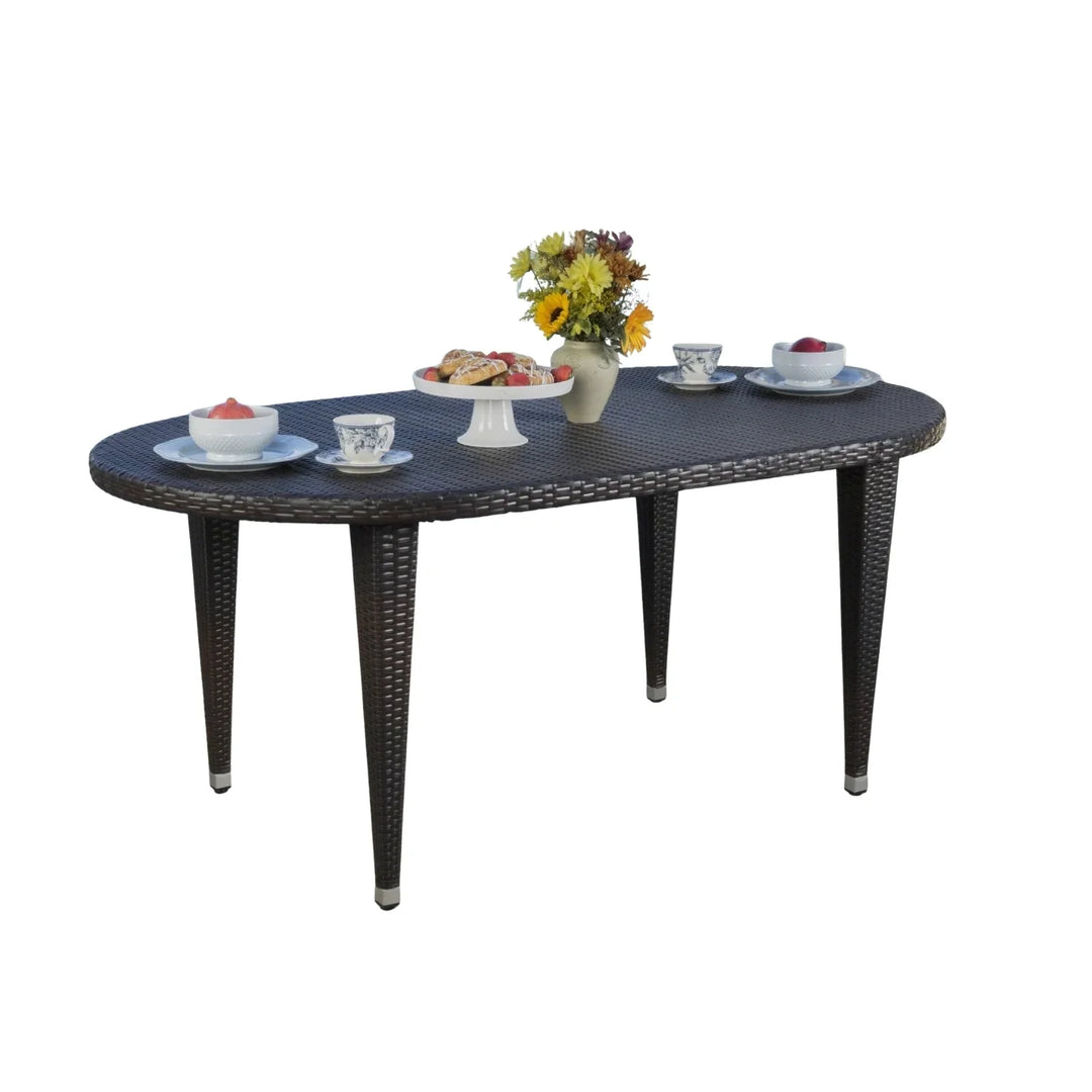 Penda Outdoor Rattan Wicker Round Patio Table (Black)