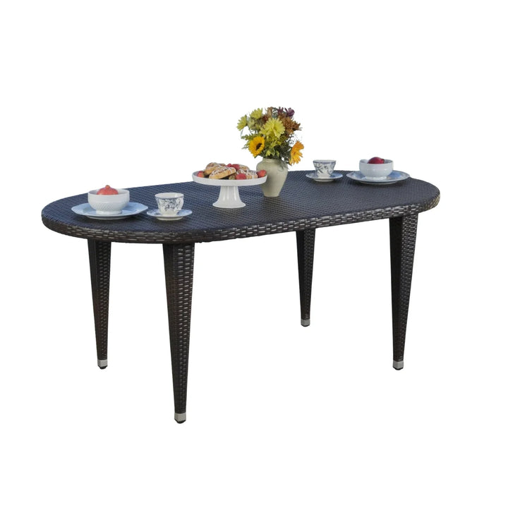 Penda Outdoor Rattan Wicker Round Patio Table (Black)