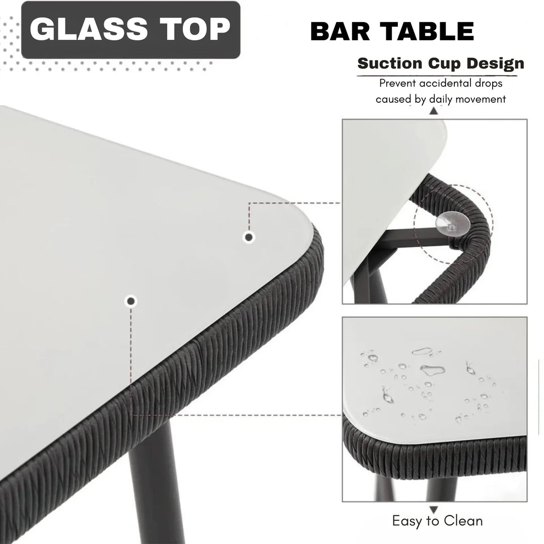 Deepali Premium Outdoor Rope 5-Piece Bar Set With a High-Top Table