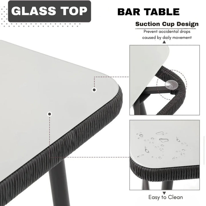 Deepali Premium Outdoor Rope 5-Piece Bar Set With a High-Top Table