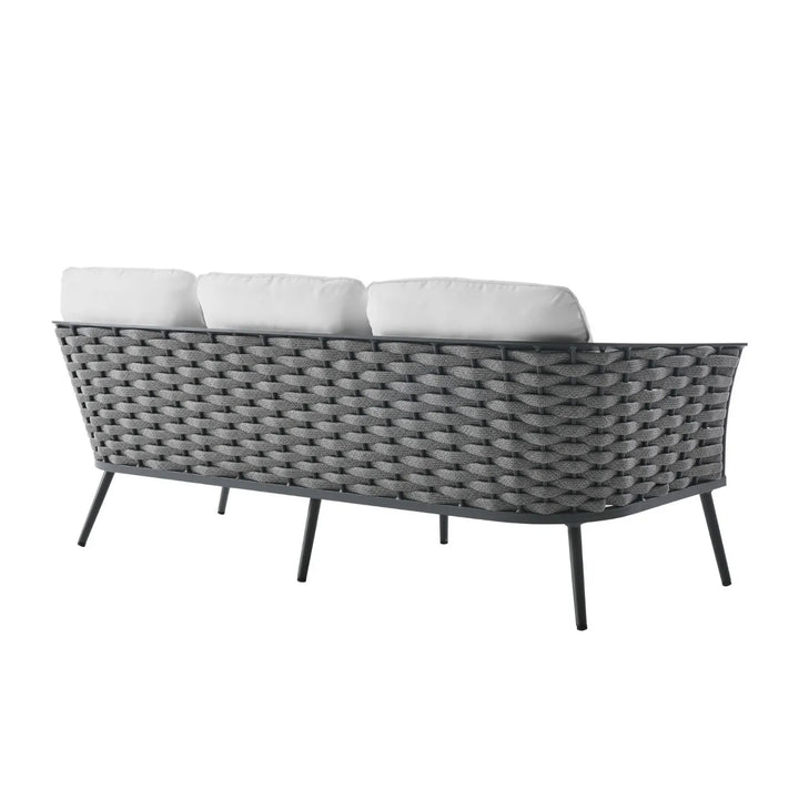 Persephone 4 Piece Outdoor Rope Sofa Set with Wooden Top Table