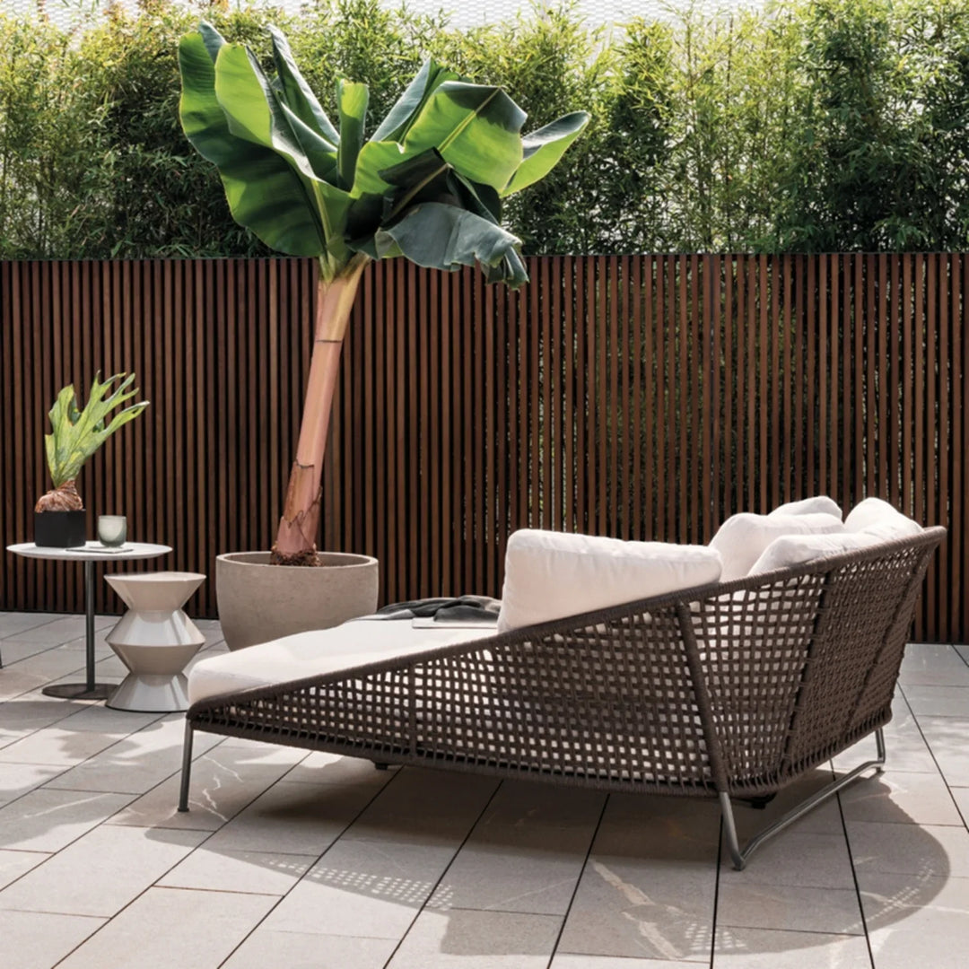 Josslyn Outdoor Rope Patio Furniture Daybed (Brown and Cream)