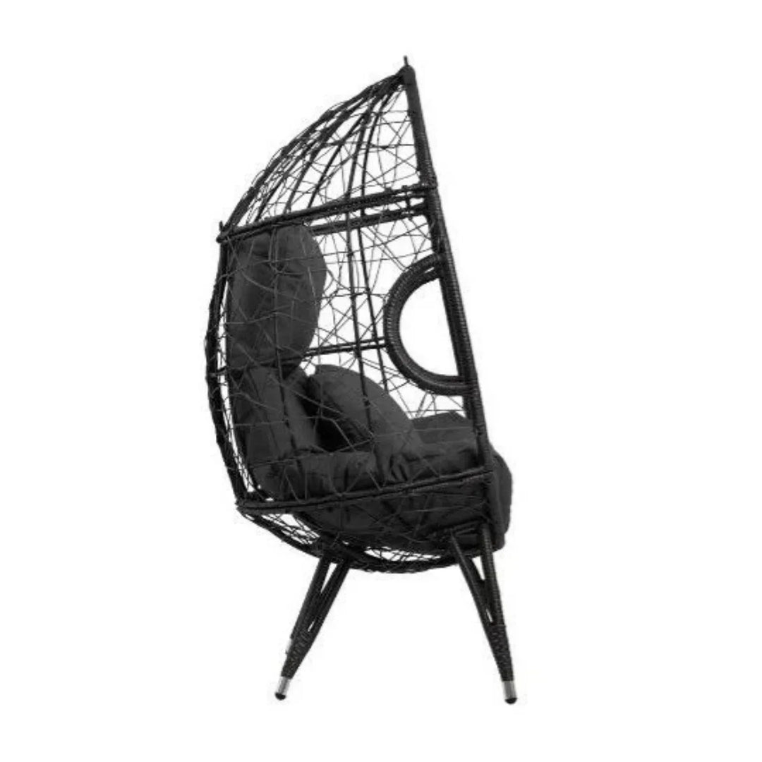 Zahida Outdoor All-Weather Wicker Egg Chair (Grey)