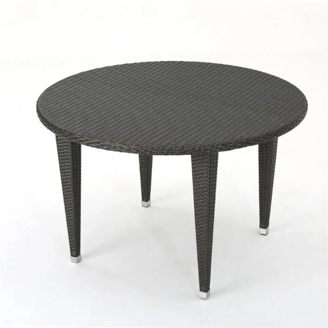 Outdoor Wicker Round Patio Dining Table (Dark Brown)