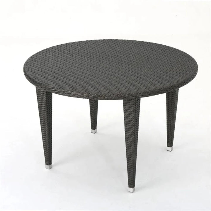 Outdoor Wicker Round Patio Dining Table (Dark Brown)