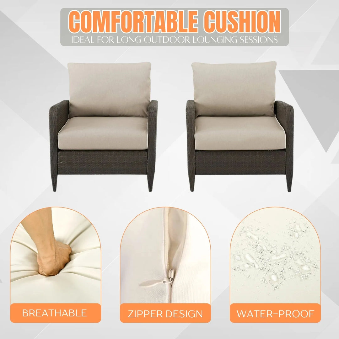 Hemangini Outdoor 4 Piece Patio Wicker Furniture Set