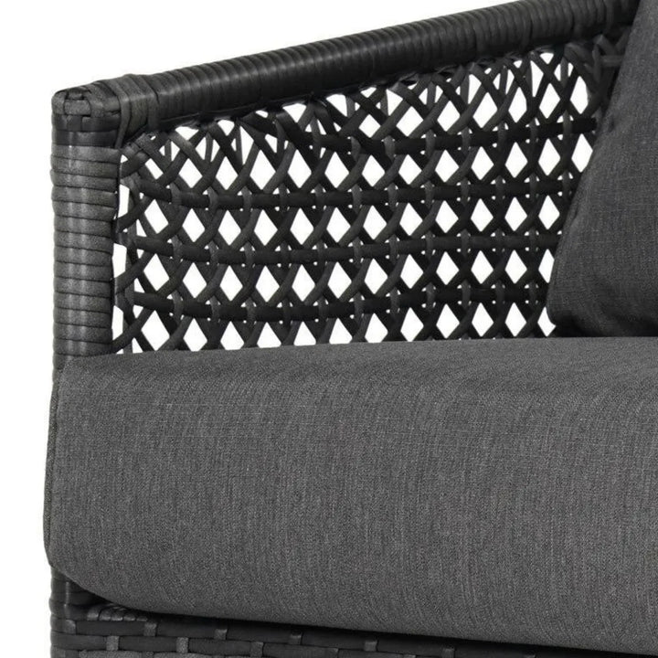 Rowan L-Shaped Patio Conversation Sofa Set with Thick Cushions & Side Table (Grey)