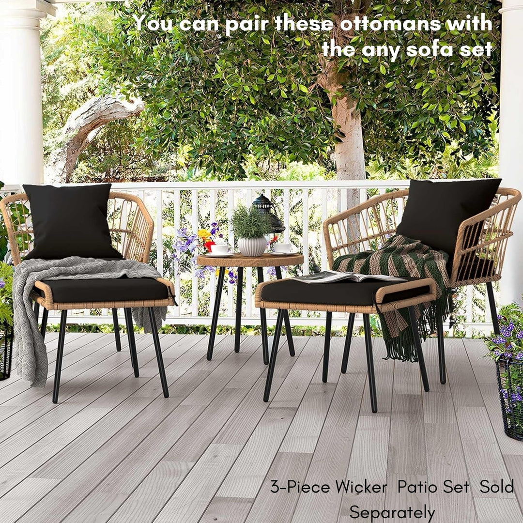 Jivanshi Set of 2 Wicker Ottomans, Multipurpose Outdoor Furniture