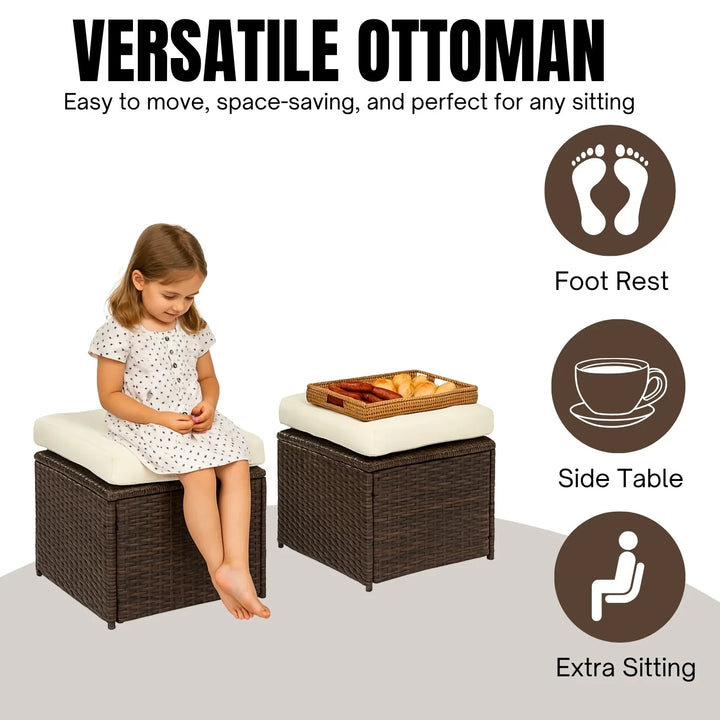 Raffaella 6-Pieces L-Shape Patio Rattan Dining Set