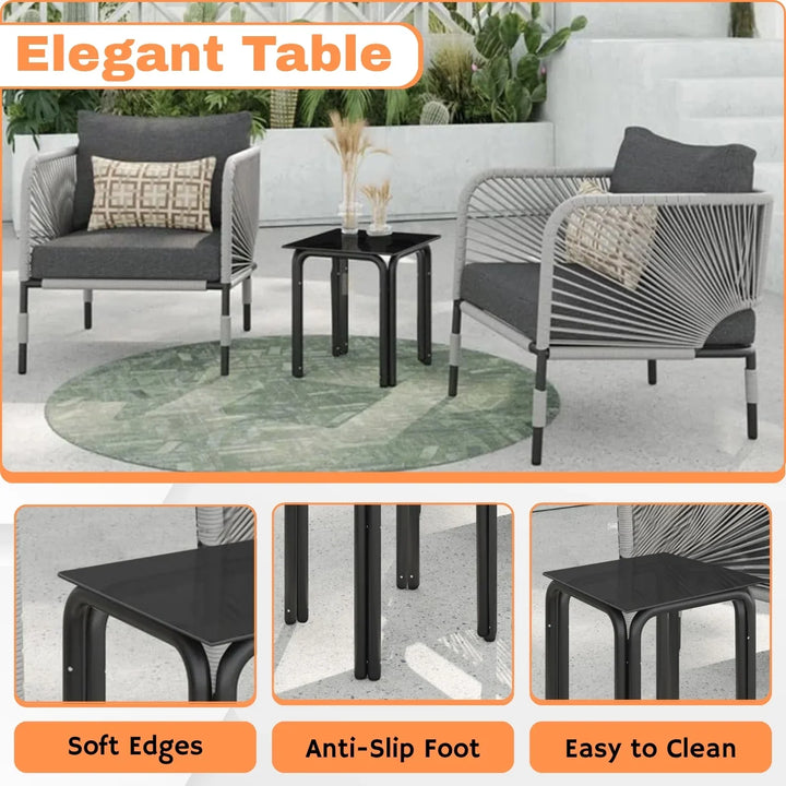 Graciela 3 Piece Garden Outdoor Rope Patio Set