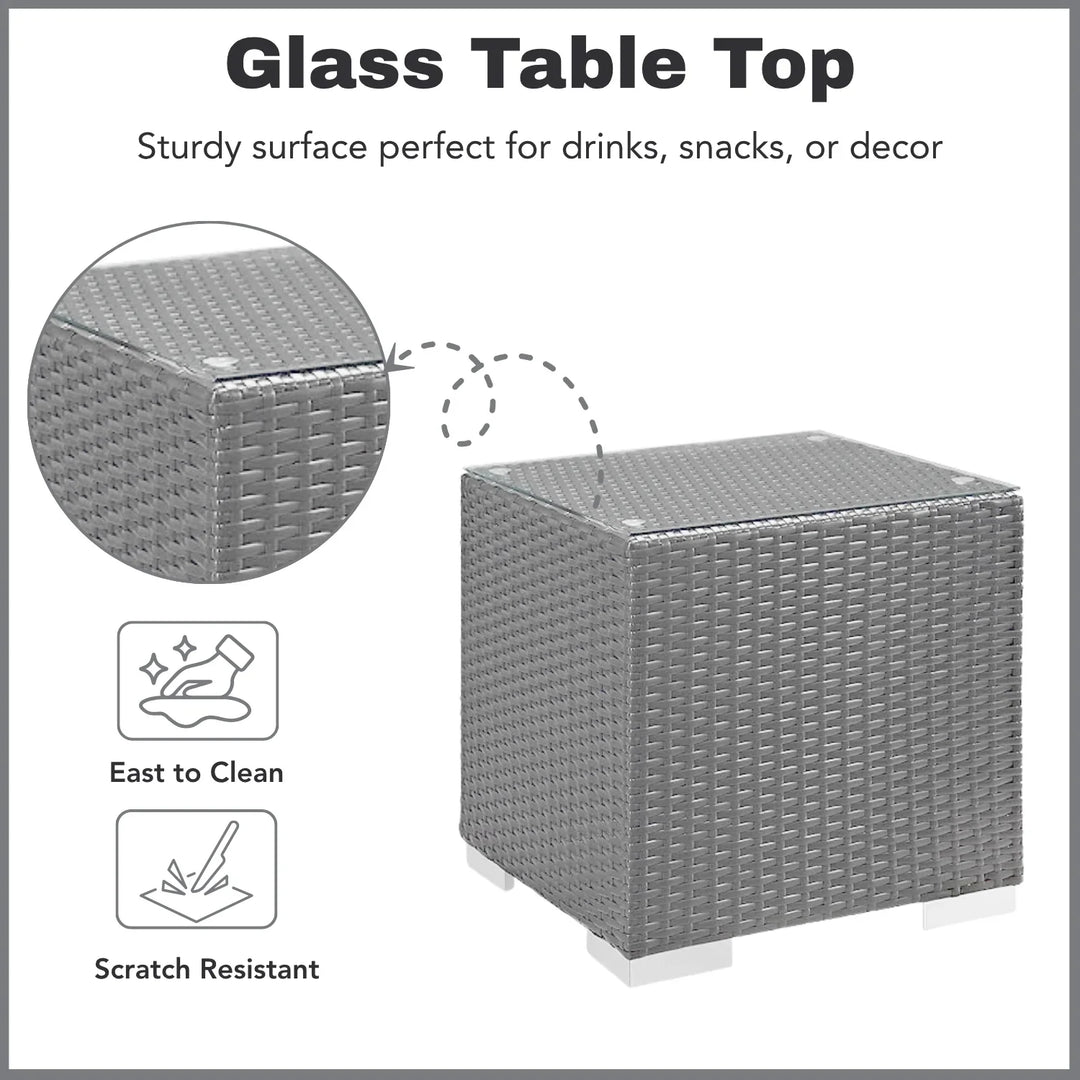 Xavia Outdoor Wicker Lounge Chairs Set of 2 With Side Table