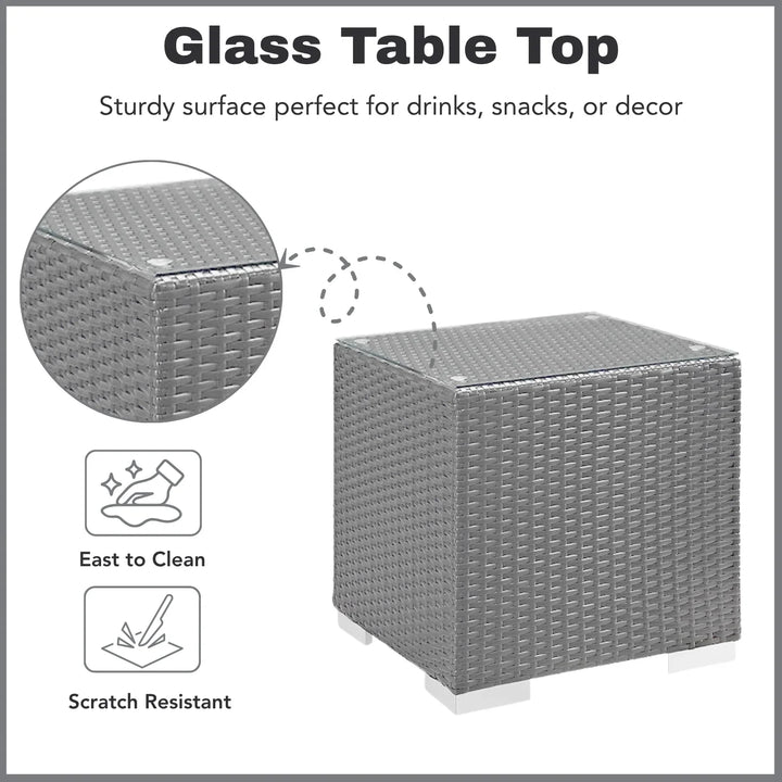 Xavia Outdoor Wicker Lounge Chairs Set of 2 With Side Table