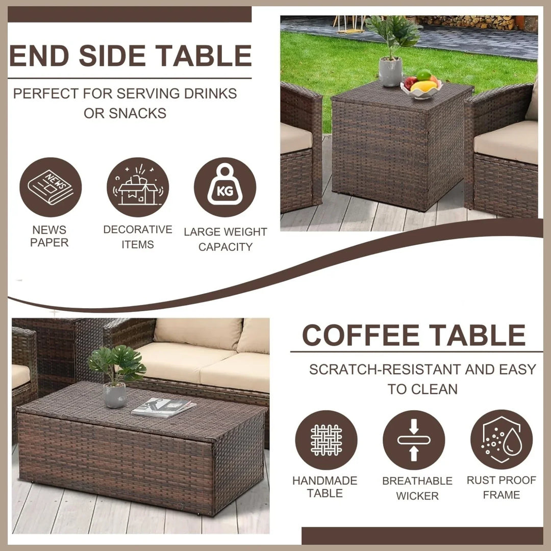 Samiksha Outdoor 7-Seater Wicker Sectional Sofa Set