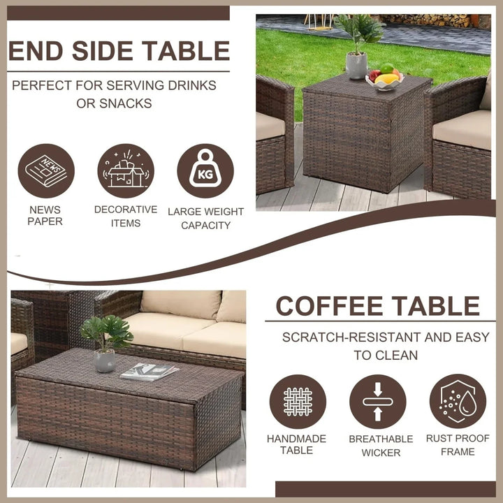 Samiksha Outdoor 7-Seater Wicker Sectional Sofa Set