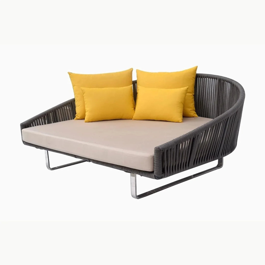 Clarisse Outdoor Grey Rope Patio Daybed with Comfortable Cream Cushion