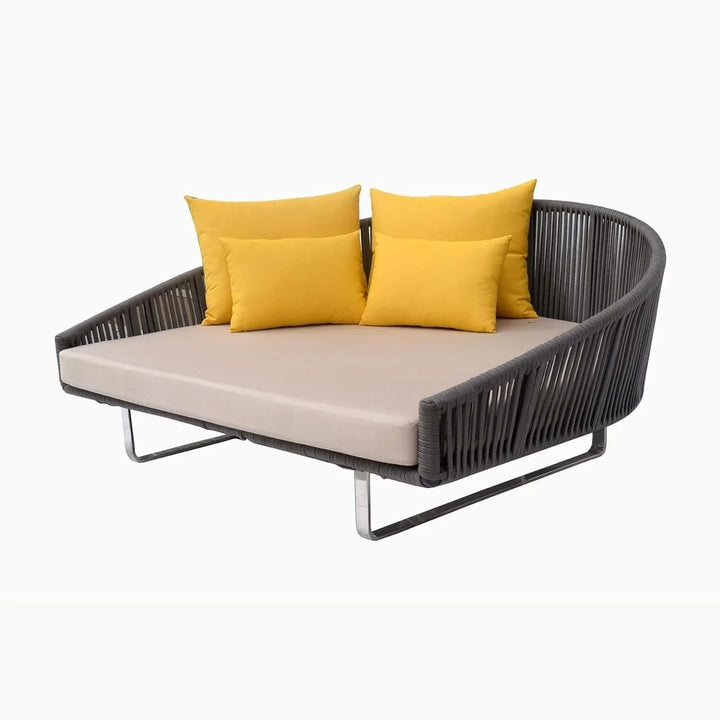 Clarisse Outdoor Grey Rope Patio Daybed with Comfortable Cream Cushion