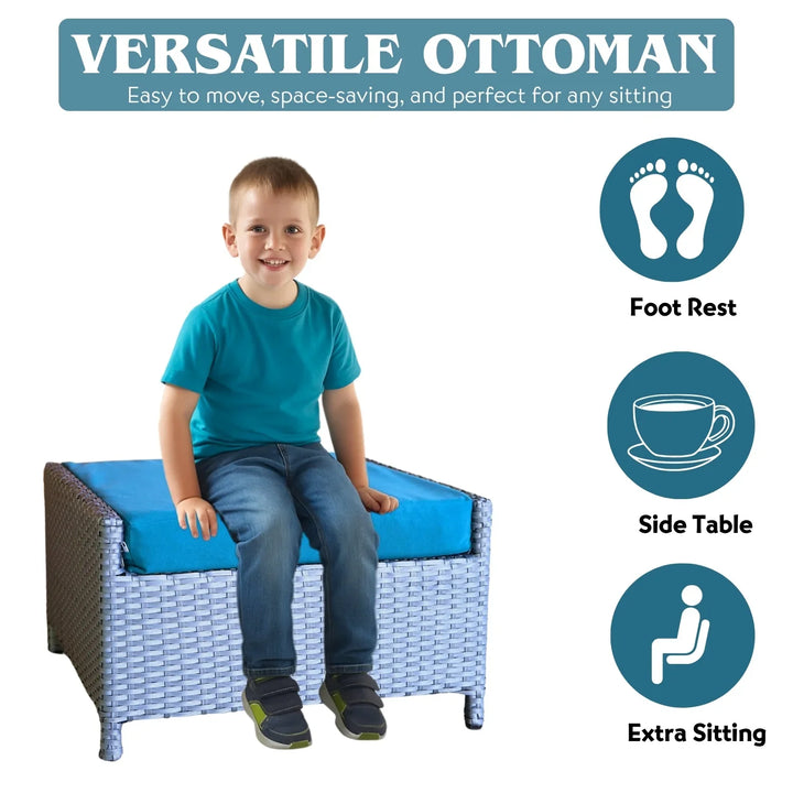 Anushka Outdoor 5 Piece Patio Wicker All Weather Sectional Furniture Set