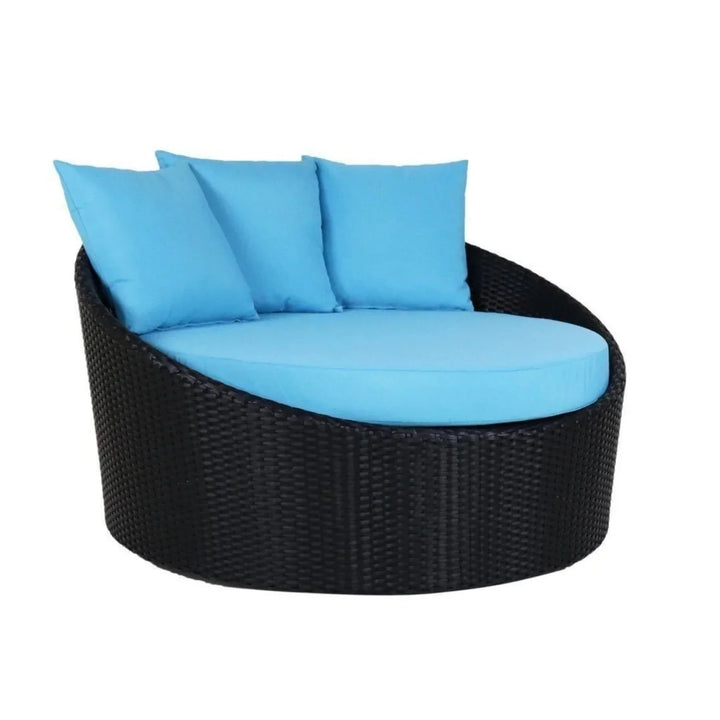 Johanne Outdoor Rattan Wicker Daybed with Glass Top Table