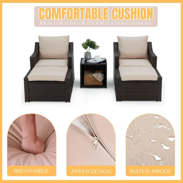 Romilly Outdoor Wicker 5-Piece Patio Sofa Set