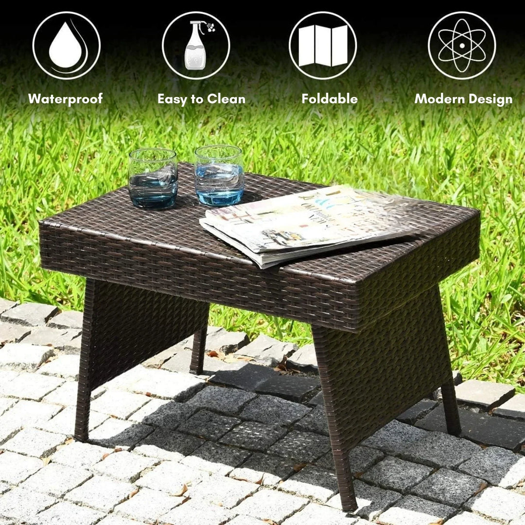 Ayotunde Outdoor Rattan Wicker Foldable Table