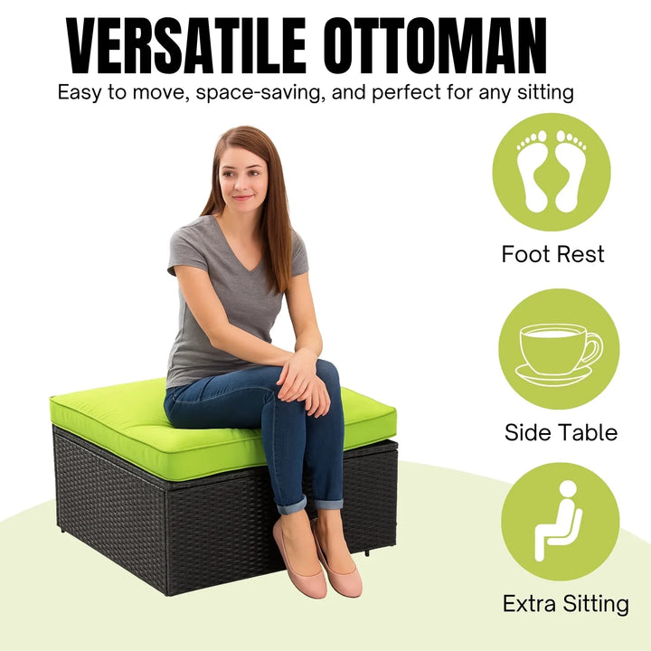 Clementine 6-Piece Outdoor Conversation Set (Black/Green)