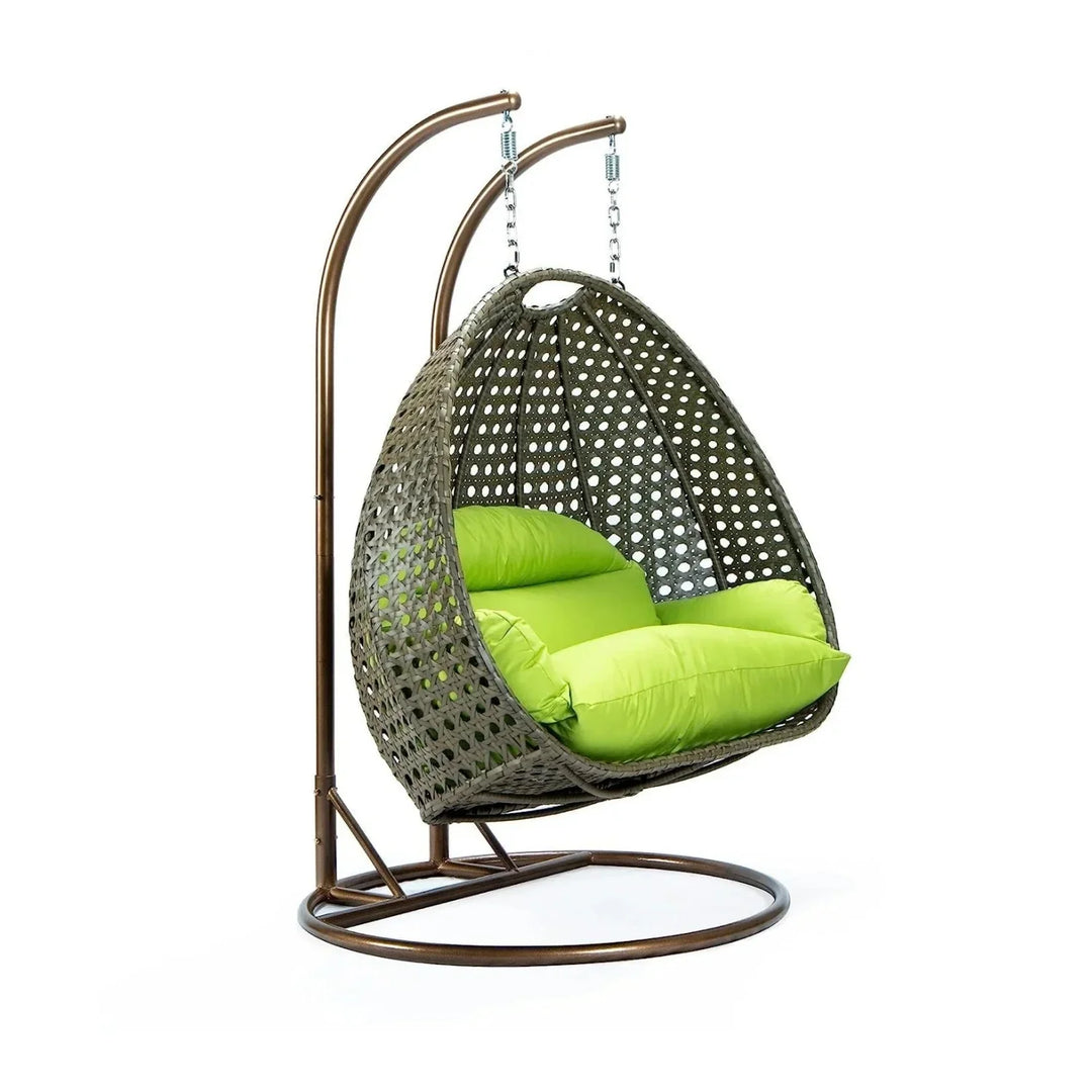 Chunhua Double Seater Hanging Swing Chair (Dark Brown/Green)