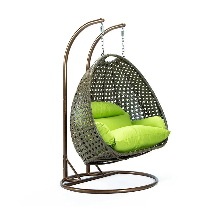Chunhua Double Seater Hanging Swing Chair (Dark Brown/Green)